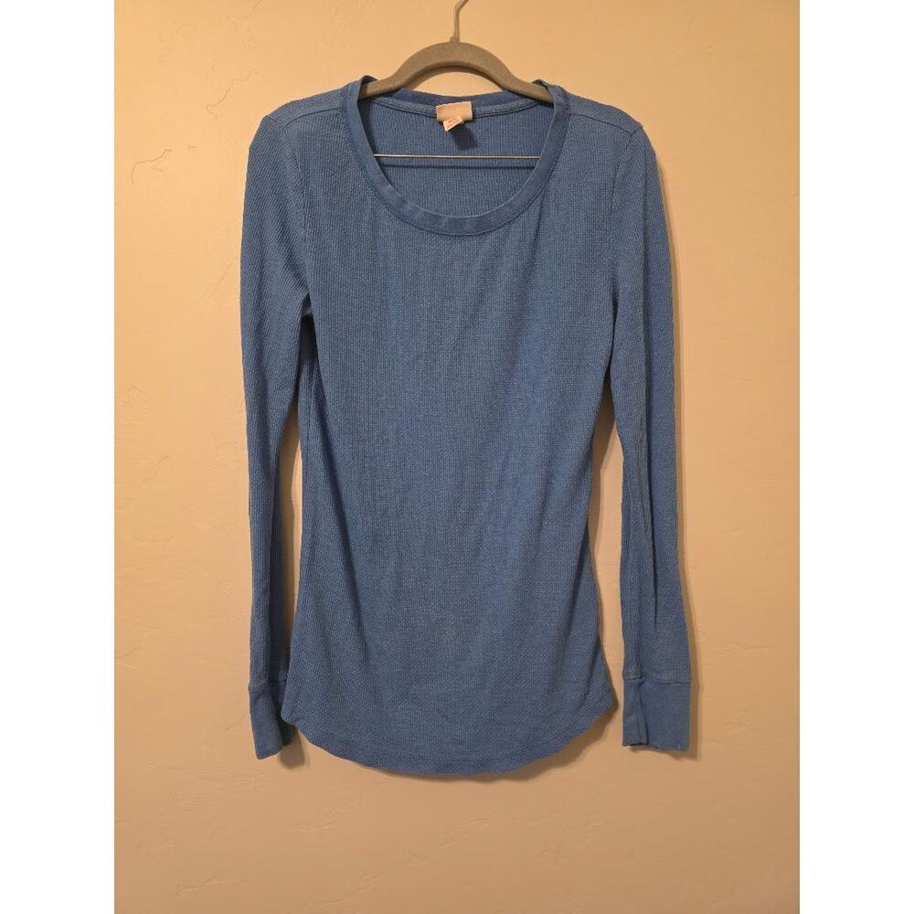 Vintage 2015 Mossimo Blue Waffle Knit Thermal Top Tumblr Indie Soft Girl